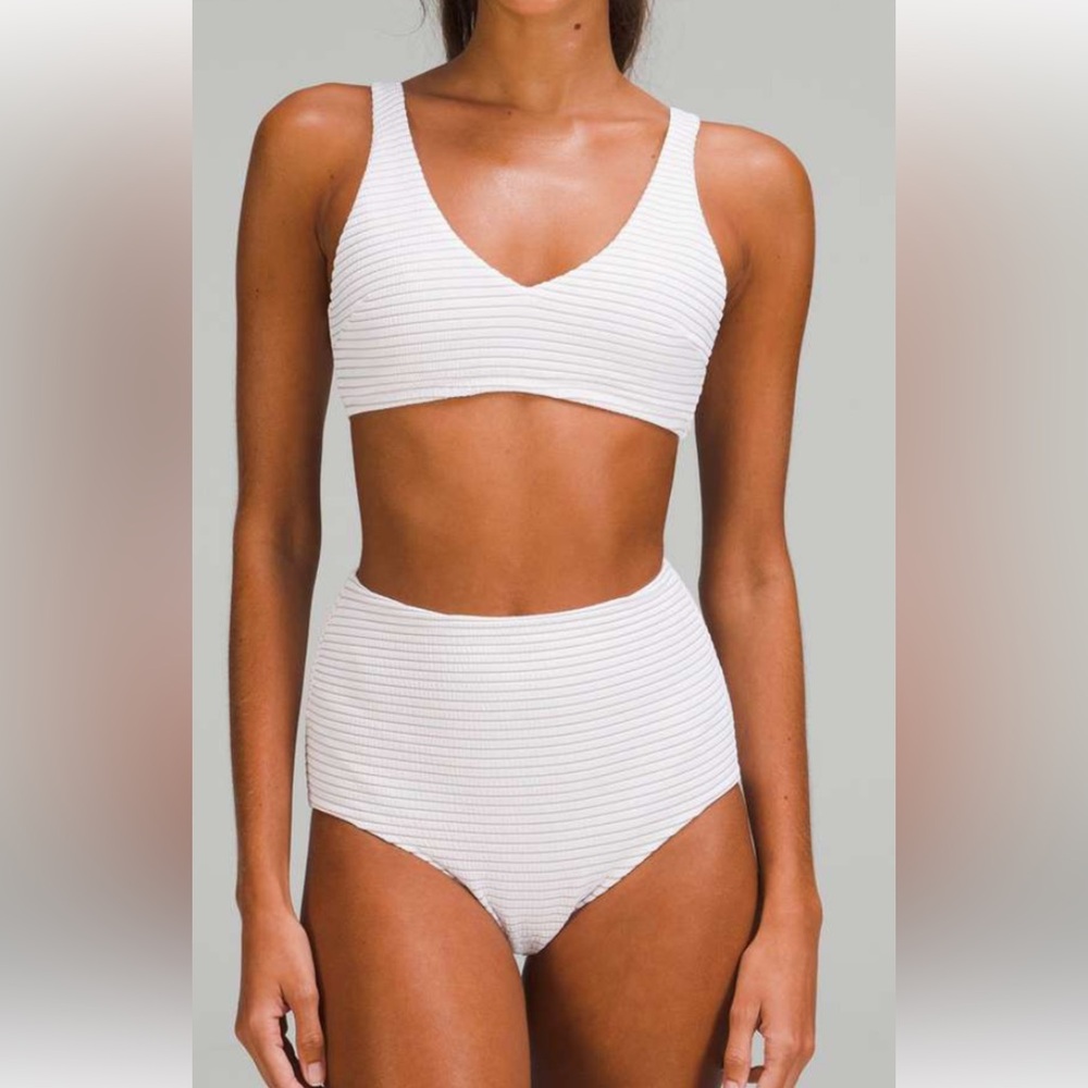 Lululemon Smocked Bikini Set 4 bottoms, 6 top white